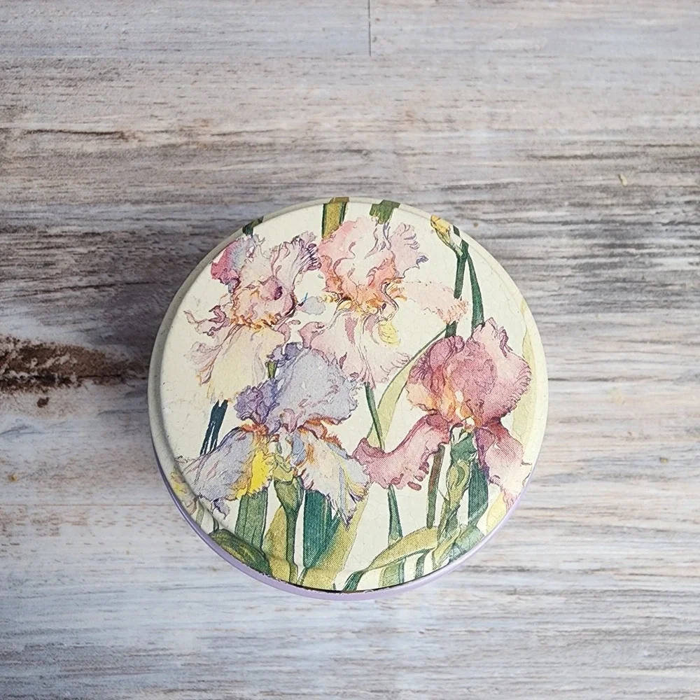 Potpourri Press Tiny Tins Set of 3 Lavender Purple Floral Iris Metal Containers